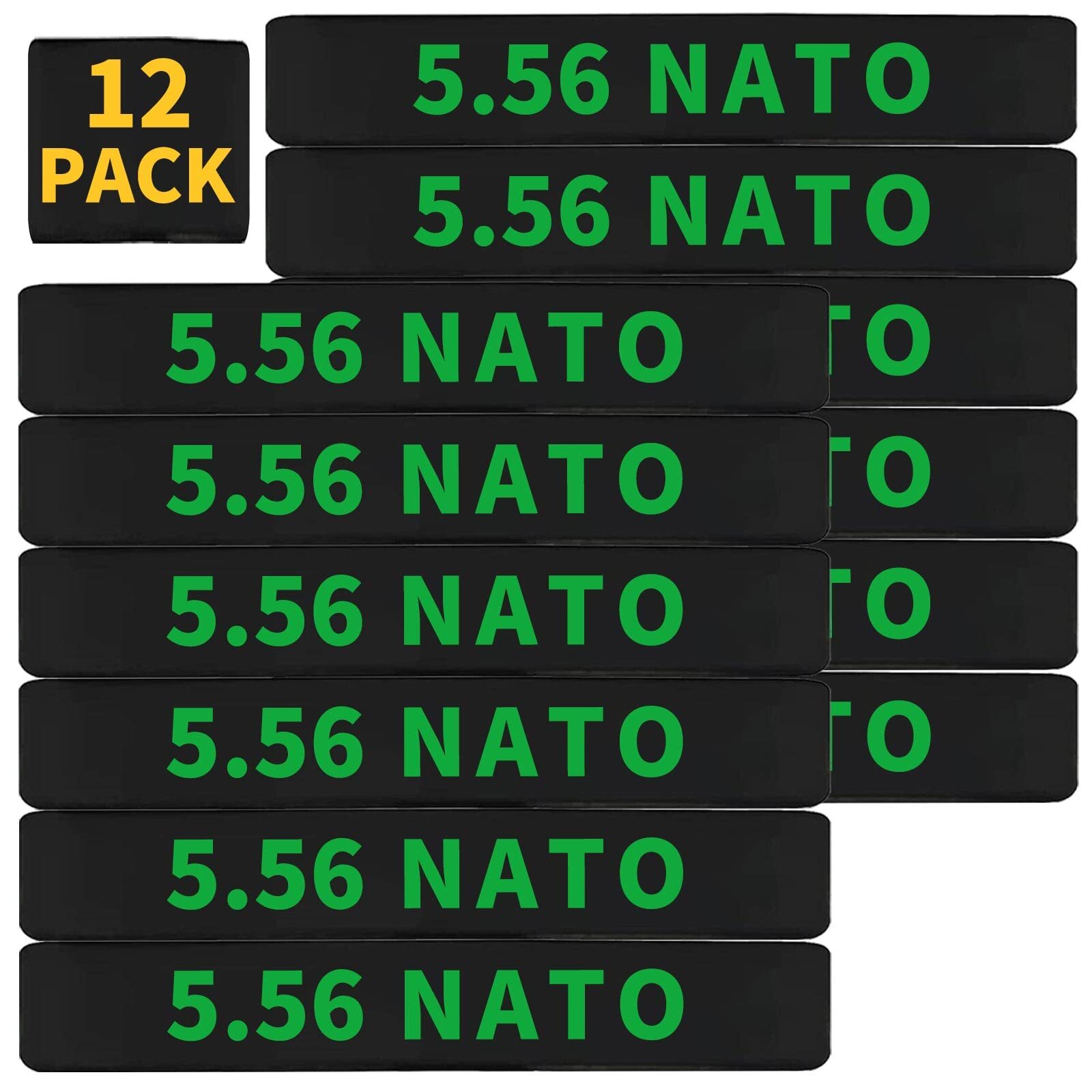 12 Pack 5.56 NATO Magazine Marking Bands for Caliber Identification