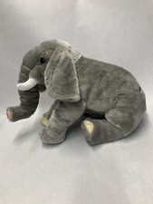 FAO Schwartz Realistic Elephant Plush 2018 Gray Stuffed Animal 16" L x 12" H