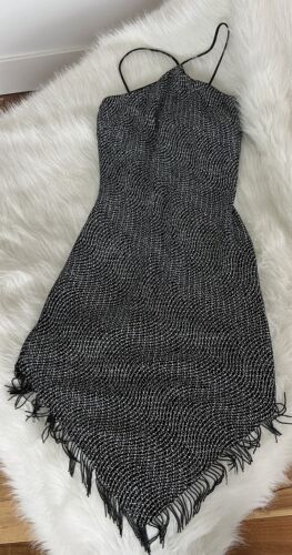 Vintage Cache Beaded Dress, Glam Perfection!! Sz 2 Black Silver - Picture 1 of 4