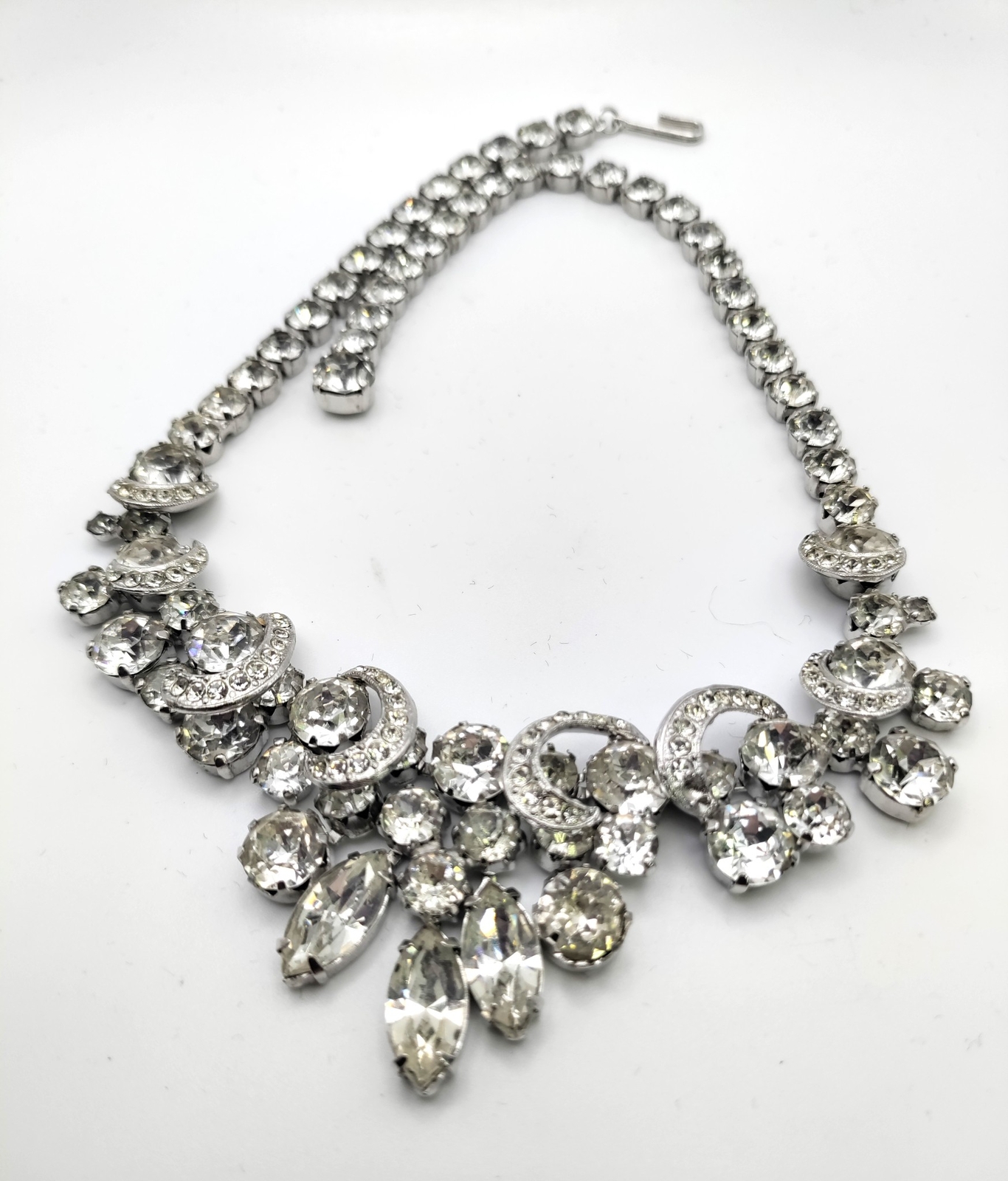 Weiss Signed Clear Rhinestone Statement Dangle Ne… - image 2