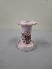 VINTAGE LEFTON PINK PORCELAIN TOOTHBRUSH HOLDER HAND PAINTED FLORAL BOUQUET
