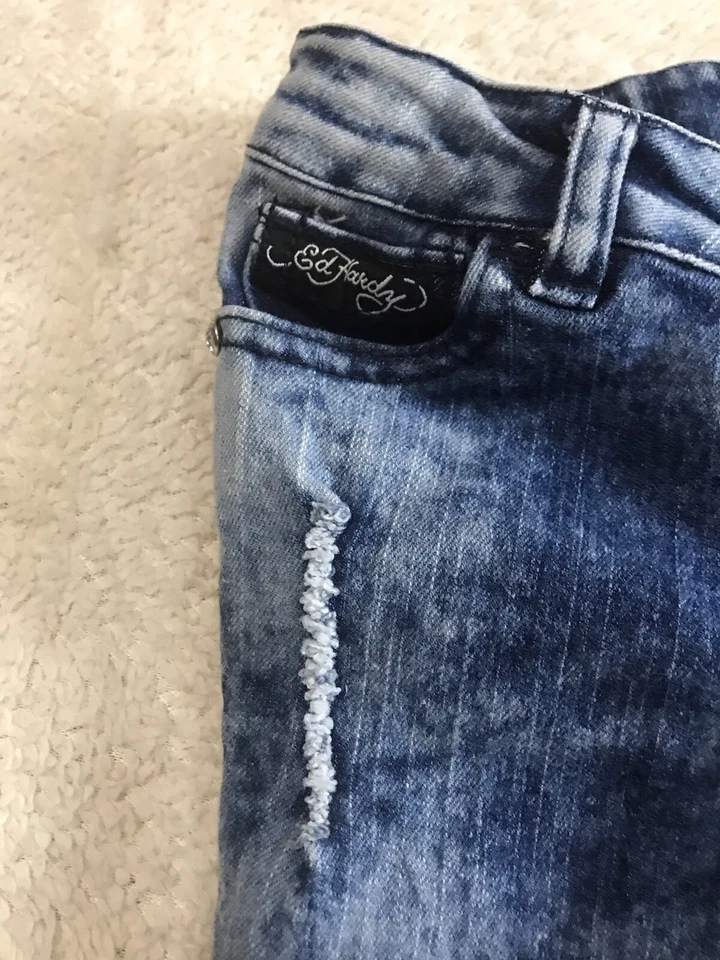 Jeans Ed Hardy Niñas Talla 5 Ajustables Bordados Lavados a Piedra Envejecidos Foto 2 de 4