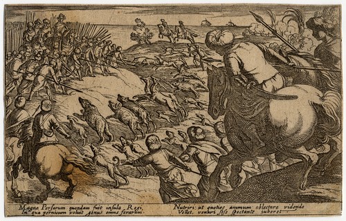 Antique Master Print-HUNT-DRIVE-PIKE-DEER-BOAR-Tempesta-1602