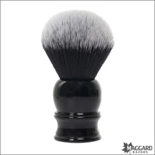 Shaving Brush - Maggard Razors Black & White Synthetic Brush, Black Handle, 30mm