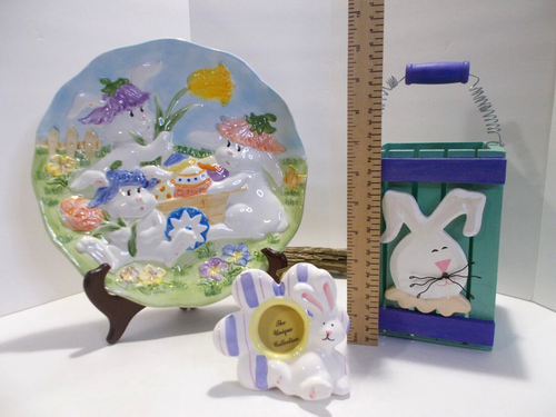 Easter Bunny Decorations - Cute Wooden Box, Bunny Plate, Sm Bunny Picture Frame - Picture 7 of 9