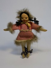 Doll with Pink Coat 9 1/2"h
