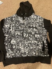 DC Comics Batman Kids Full Zip Hooded Checkered Character Jacket White Black XL