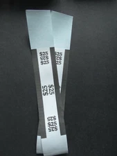 2 - Black $25 Cash Money Self-Sealing Straps Currency Bands 