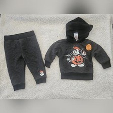 Disney gray  black quilted hoodie and sweatpants mickey mouse set size 12months