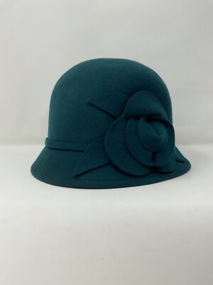 Women's Nine West Wool Green Cloche Hat With Felt Flower