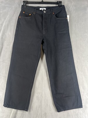 Re/Done Loose Crop Ankle Jeans Black Size 25 