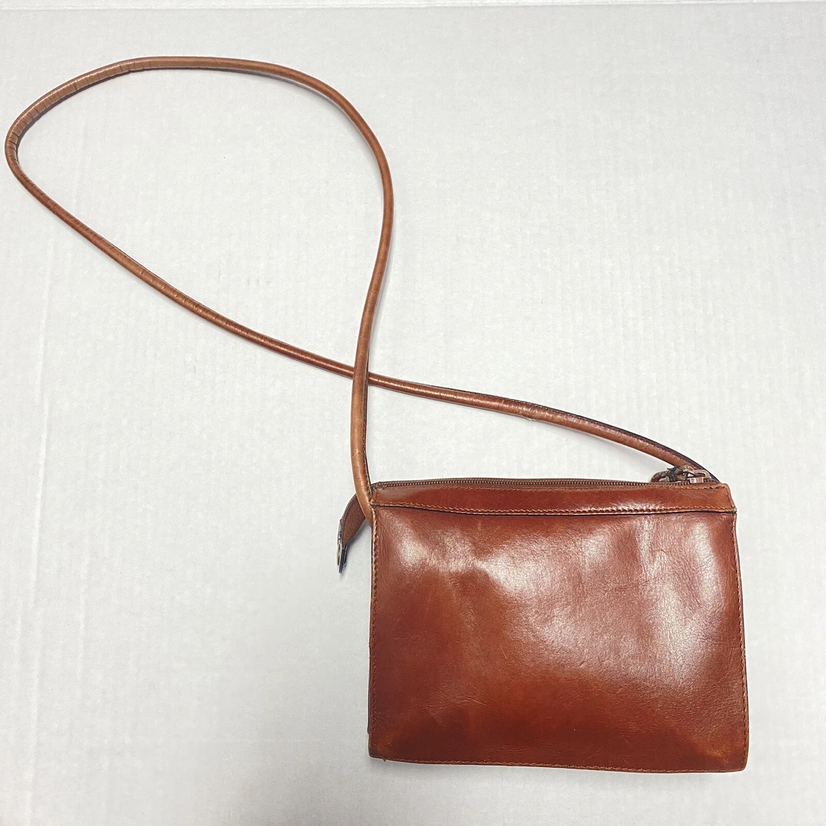 Vintage Dillards Crossbody Purse Brown Woven Leather (flaw In Photos,  Inside)