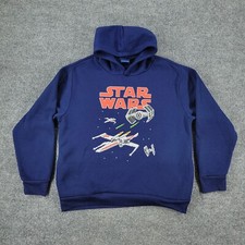 Star Wars Sweatshirt Boy XL Blue Pullover Hoodie Graphic Long Sleeve Movie Youth