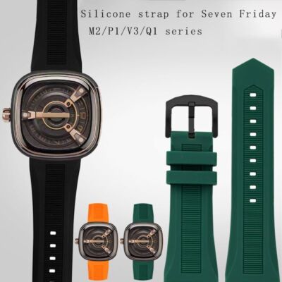 Herren Silikon Uhrenarmbänder passend für Seven Friday M2 P1 V3 Q1 Serie...