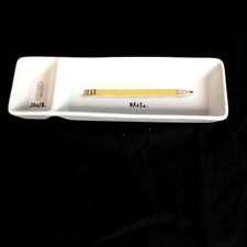 Rae Dunn Ceramic Divided Desktop Pencil Holder Artisan Collection by Magenta EUC