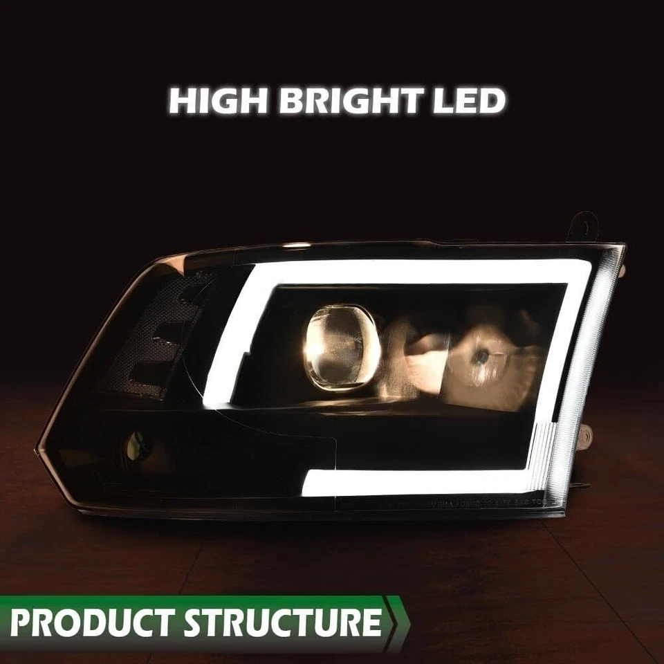 Faros LED DRL negros y transparentes para Dodge Ram 1500/2500/3500 2006-2009 Foto 3 de 4