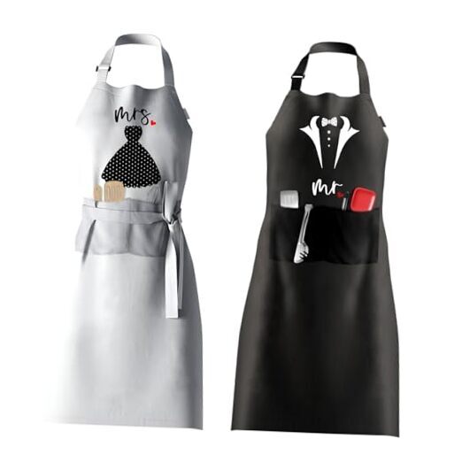 Couples Aprons for Him and Her，Couple Aprons Set for Couples Gifts His and Her
