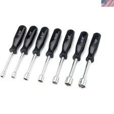 Durable 7-Piece SAE Nut Driver Set with Chrome-Plated Steel & Comfortable Grip