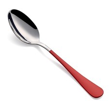 Red Dinne spoons Set 12 Piece,Red Handle Silverware Spoon 18/0 Stainless Stee...