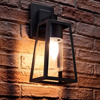 Auraglow schwarz Außen Hänge E27 LED kühl/warm Kerze Laterne Wand Leuchte Lampe