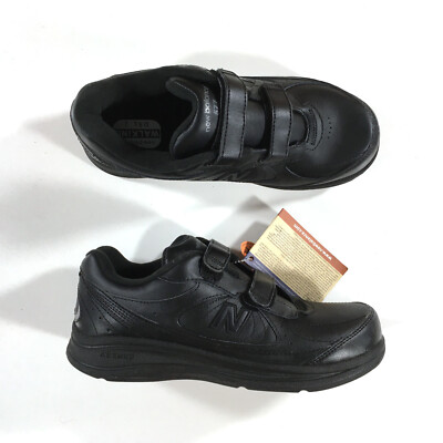 New Balance 577 Walking Shoes Womens Size 7.5 D Wide Black Leather Hook Loop