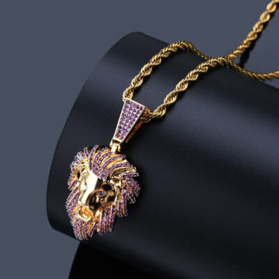 Gucci Mens Lion Necklace Hip Hop Lion Head Pendant Necklace