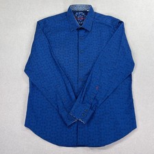Robert Graham Shirt Mens XL Blue Classic Fit Paisley Jacquard Long Sleeve