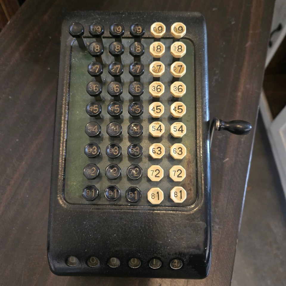 Antique Burroughs Adding Machine Hand Crank Calculator Cast Iron USA ...