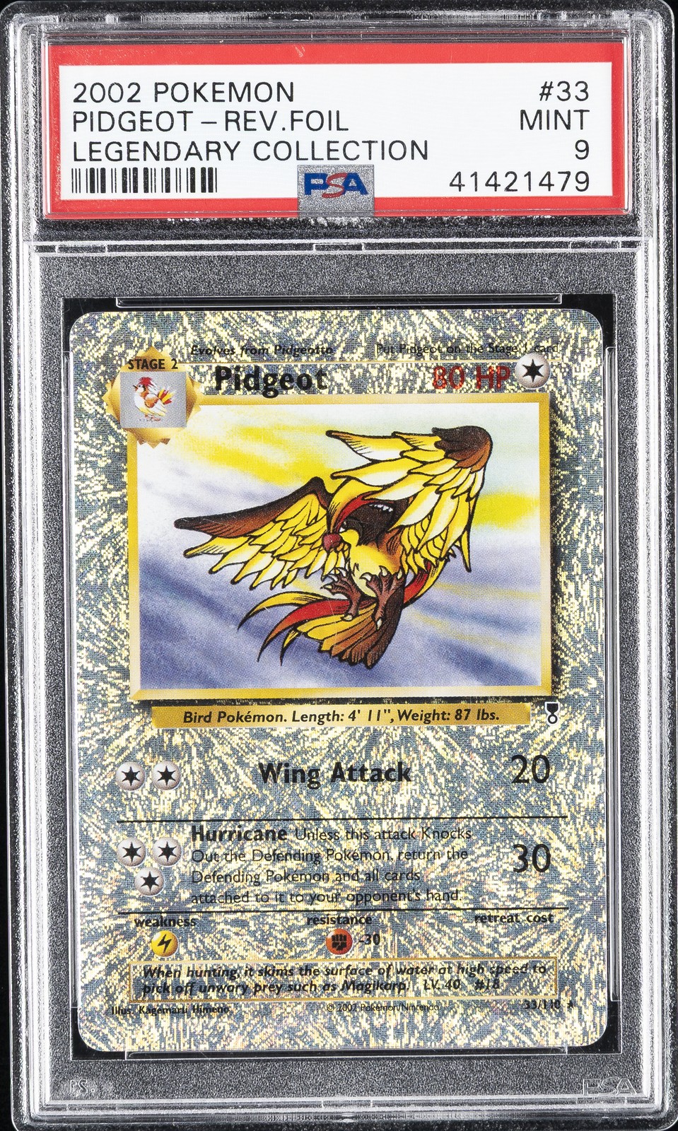 2002 POKEMON LEGENDARY COLLECTION #33 PIDGEOT-REVERSE FOIL PSA 9