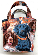 Handmade Fabric Lined Mini Tote Bag/Gift Bag Multicolor Allover Dog Face Print