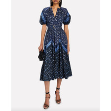 Ulla Johnson Josefina Midi Dress Womens Size 4 Ultramine Blue Belt Cotton MINT
