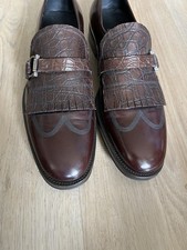 Salvatore Ferragamo Leather Crocodile/Alligator Gancini Loafers Shoes 9.5 D