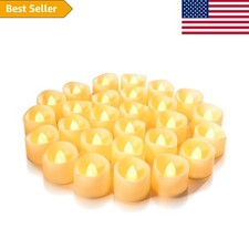24-Pack Flameless LED Tea Lights - 200 Hours of Flickering Warm Glow