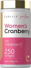 Cranberry Pills For Women  250 Softgels  with Vitamin C  Non-GMO  by Carlyle