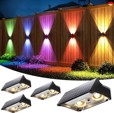 VOLISUN 4 Stück Solar Zaunleuchten für den Außenbereich, 9 Farbmodi und RGB So