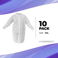 AMZ Disposable Lab Coat 2X Large. Polypropylene 35 GSM White Disposable Lab