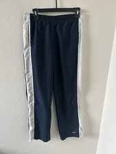 Vintage Nike Track Pants Navy Blue White Stripe Elastic Waist Athletic Womens XS