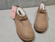 Juicy Couture Kerri Ankle Slippers Faux Fur New Sz 8 Womans Tan Brown