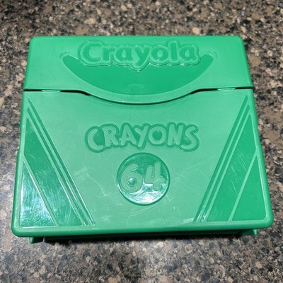 Crayola Crayon Box Hinged Plastic Storage Case 2018 Hallmark Sharpener Green Vtg
