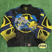 NWT VTG JH Design Batman Jacket Youth 2XL Black Mens Crop S Boxy Nascar Racing