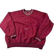 Vintage 90s Nike Center Swoosh Dark Red Windbreaker Pullover Size Large