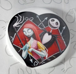 Nightmare Before Christmas Jack Skellington and Sally Heart Button Pin