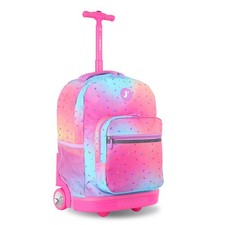 J World Sunrise Kids Rolling Backpack for Girls Boys. Roller Bookbag With Whe...