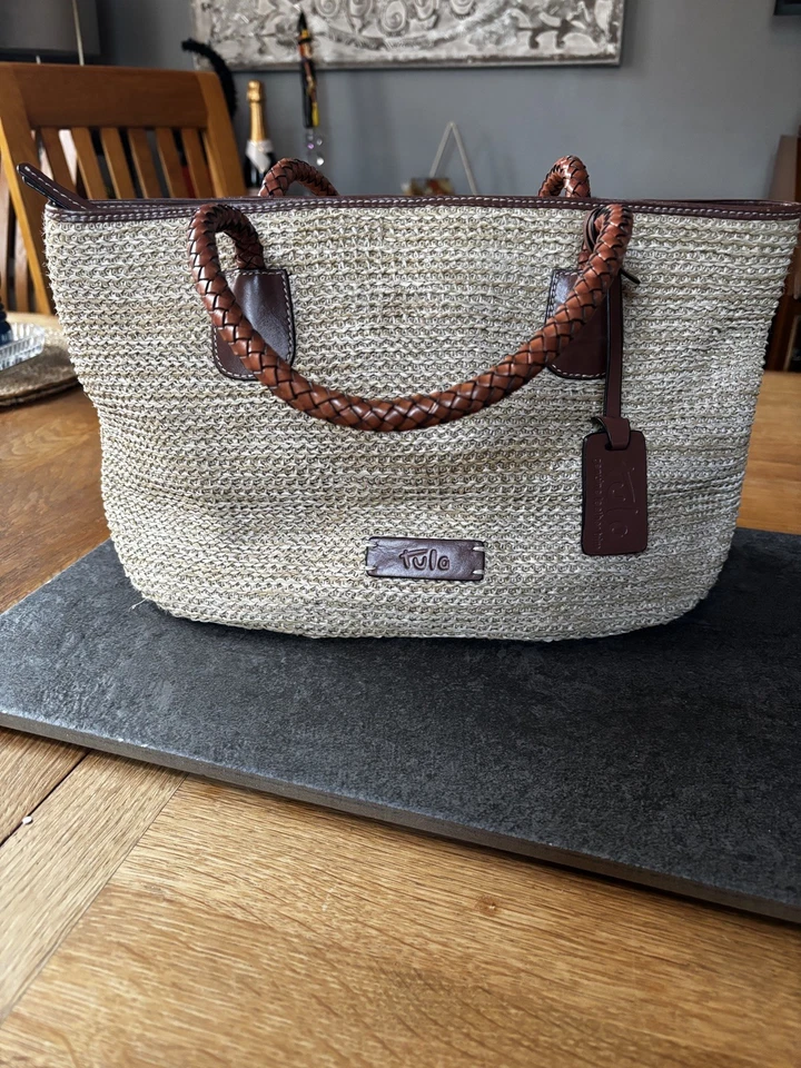 Tula woven Effect Handbag with Leather Trim Good Used Condition - Image 4 of 4