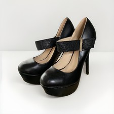 Faux Leather Killer High Heels Black Size 4 New With Box EU 37