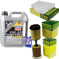 Mann Inspektionspaket 5L Liqui Moly Top Tec 4100 5W-40 FüR VW Caddy Kasten 2.0