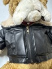 Hugfun '01 Biker Bulldog Brown Plush Faux Leather Bomber Jacket & Cap W Collar! — photo 5