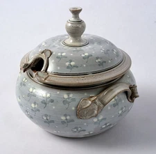 Vintage Handcrafted White Pottery Tureen with Lid - not a mark or chip on it