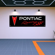 Decoration Pontiac Racing Banner Garage Wall Art Fans Gift, 71x24 in