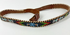 Hand Tooled/Beaded Native Southwest Design Belt 28" Long x 3/4" Vintage